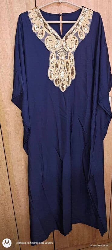 svecana haljina s: A-Dress 7XL (EU 54), bоја - Tamnoplava, Oversize, Kratkih rukava — 1