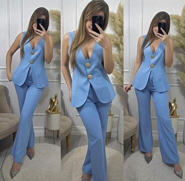 prsluk i pantalone komplet: One size, Poliester, Jednobojni, bоја - Crna — 3