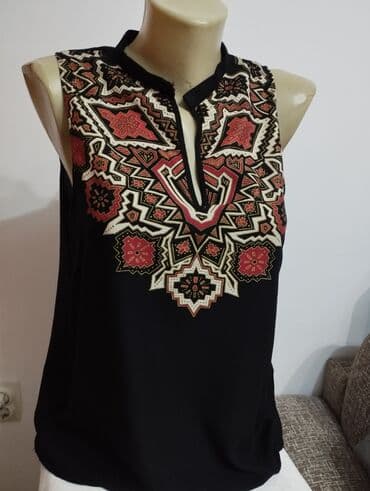 zara bluzice: H&M, M (EU 38), Viskoza, Geometrijski, bоја - Crna — 6