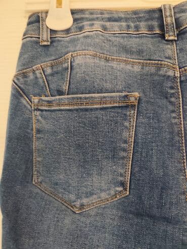 vunene pantalone: M'SARA farmerke svetloplave boje sa izbledelim detaljima i diskretnim — 4