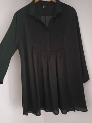 Košulje: H&M, L (EU 40), Poliester, Jednobojni, bоја - Crna — 5