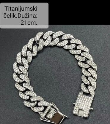 Nakit: Lančana narukvica, Materijal: Titanijum, Cirkon — 3