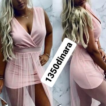 moderne haljine: One size, bоја - Roze, Koktel, klub, Na bretele — 1