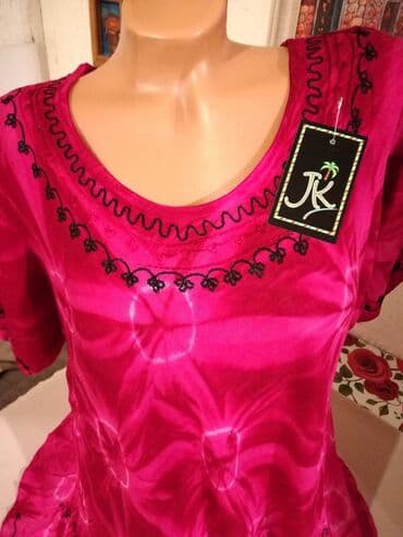 pantalone i tunike za punije: 2XL (EU 44), Viskoza, Cvetni, Jednobojni, bоја - Roze — 2