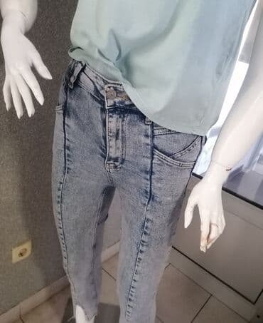 elegantne pantalone sa visokim strukom: 26, Teksas, Visok struk, Ravne nogavice — 8