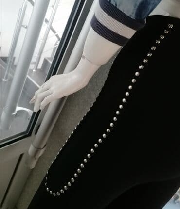 elegantne pantalone sa visokim strukom: S (EU 36), bоја - Crna, Jednobojni — 3