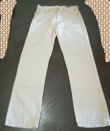 pantalone s: Farmerke GAS vel 32, bele, rebrasti texas, original, kao nove, jednom — 8