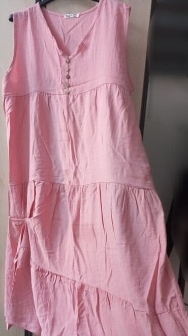 lanene pantalone za zene: XL (EU 42), bоја - Roze, Oversize, Top (bez rukava) — 4