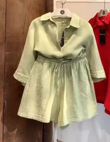 komplet sorc i kosulja: One size, Jednobojni, bоја - Maslinasto zelena — 1