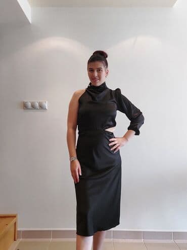 letnje elegantne haljine: One size, bоја - Crna, Večernji, maturski, Dugih rukava — 3