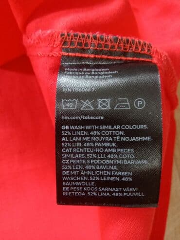 zara lanene pantalone: H&M M (EU 38), bоја - Crvena, Kratkih rukava — 5