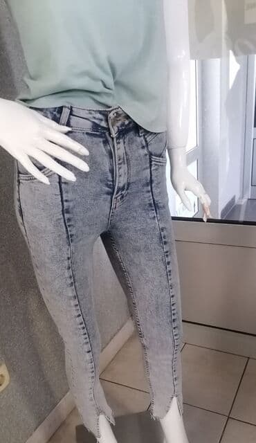 elegantne pantalone sa visokim strukom: 26, Teksas, Visok struk, Ravne nogavice — 3