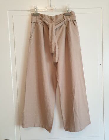 elegantne pantalone sa visokim strukom: 140-146, bоја - Bež — 1