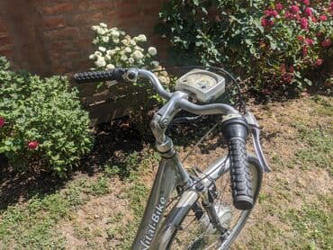 bicikli sa prednjim i zadnjim amortizerima: Električni bicikl Vital Bike u srebrnoj boji. Ima ram standardne — 5
