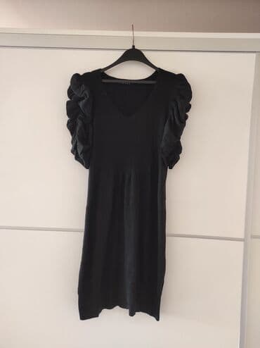 midi haljine h m: A-Dress M (EU 38), bоја - Crna, Kratkih rukava — 1