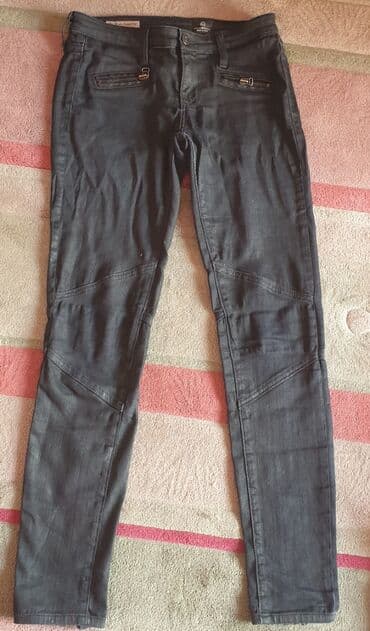 skinny fit farmerke: Adriano goldschmied ag moto biker jeans bajker farmerke, crne — 6