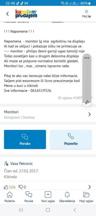 monitori cena: Monitori ispravni cene vidi u prezadjoj slici na zadnjoj slici su moje — 14