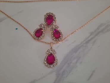 prsten srebrni: Set: Minđuše, Ogrlica, Prsten — 2