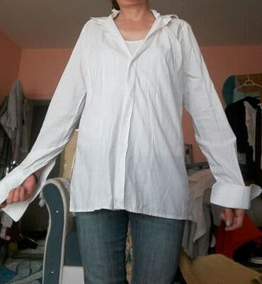 midi haljine h m: Košulja Na duge rukave, M (EU 50), A-Dress, bоја - Bela, Pamuk — 2