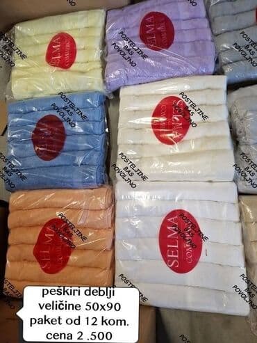Towels: 💥peškiri deblji 50x90 12 kom 70x140 6 kom 👉cena 2.500 din 💥peškiri — 2
